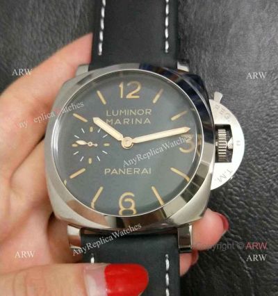 Panerai Luminor Marina Replica Watch - SS Black Orange Dial